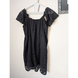 Love Fire Black Lace Off-Shoulder Mini Dress SP, Women's